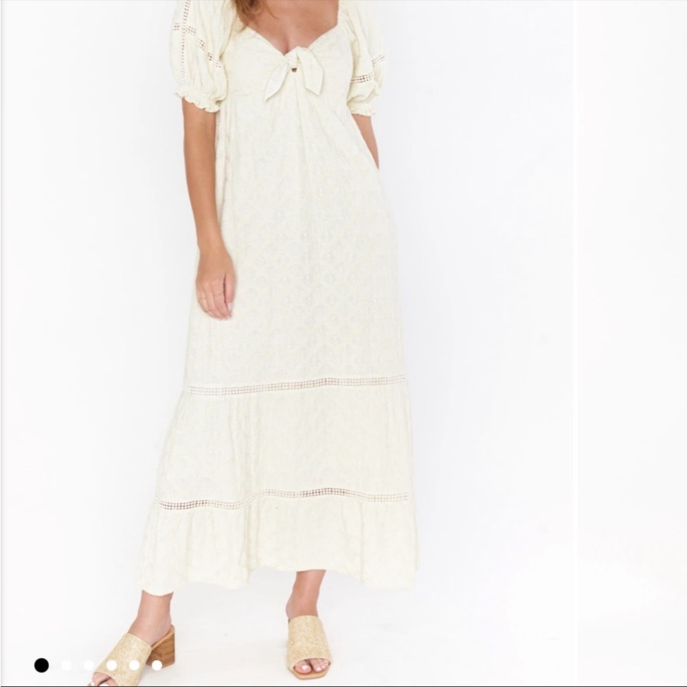 Show Me Your MuMu Cream Lace Maxi Dress with Puff Sleeves